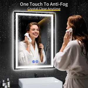 LED Mirror with Lights, Anti-Fog Wall Mount Dimmable Touch Control Backlit - Thumbnail Image 2