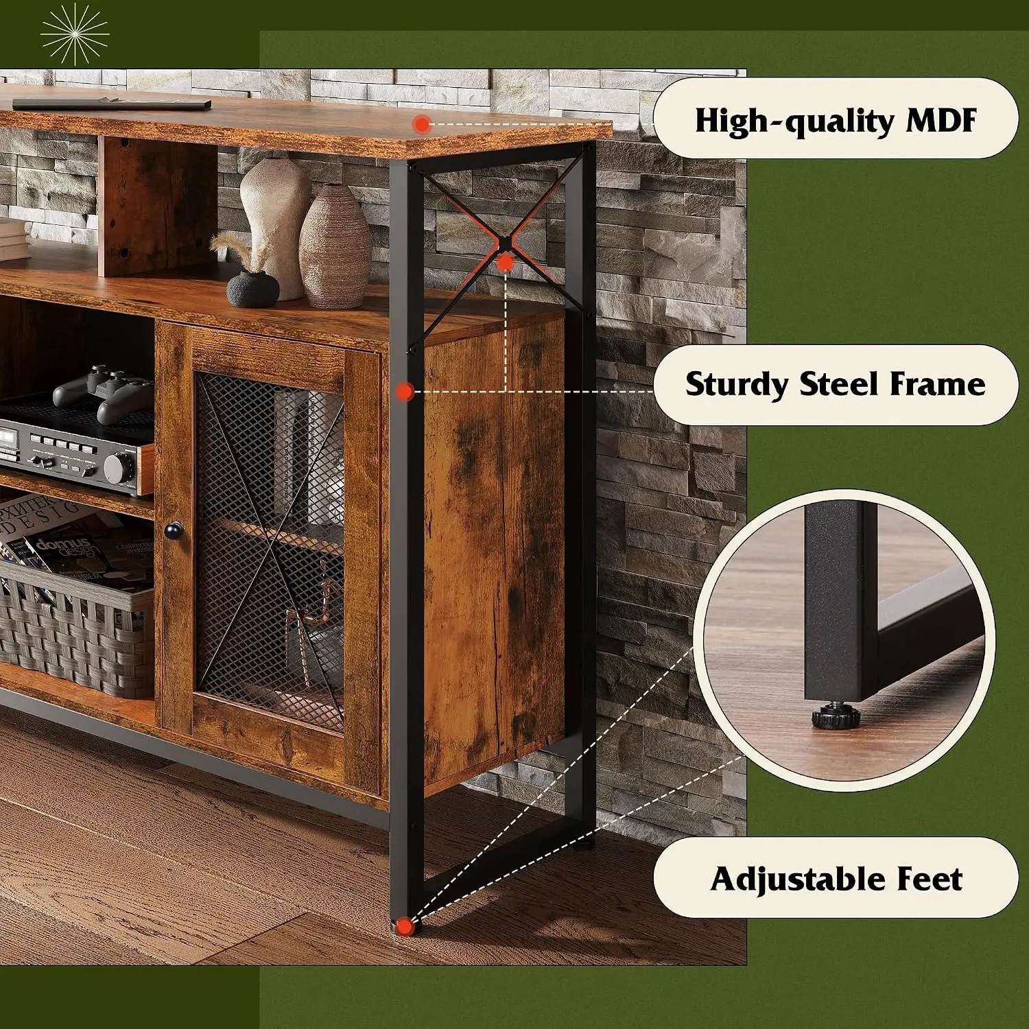 TV Stand 55 inch Entertainment Center with Storage - Image 6
