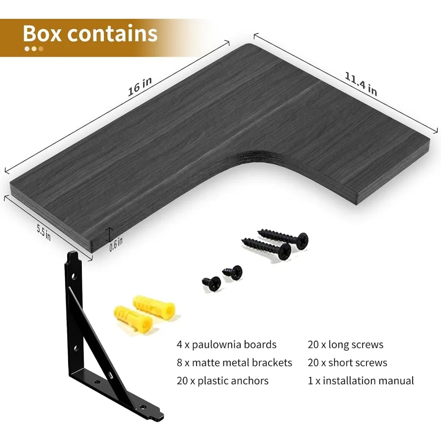 Corner Floating Shelves Wall Mounted Set Of 4 - Image 4