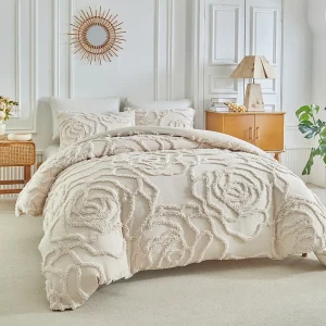 3D Rose Floral Duvet Cover Set Queen Size Quilt Cover and Pillowcases - Thumbnail Image 2