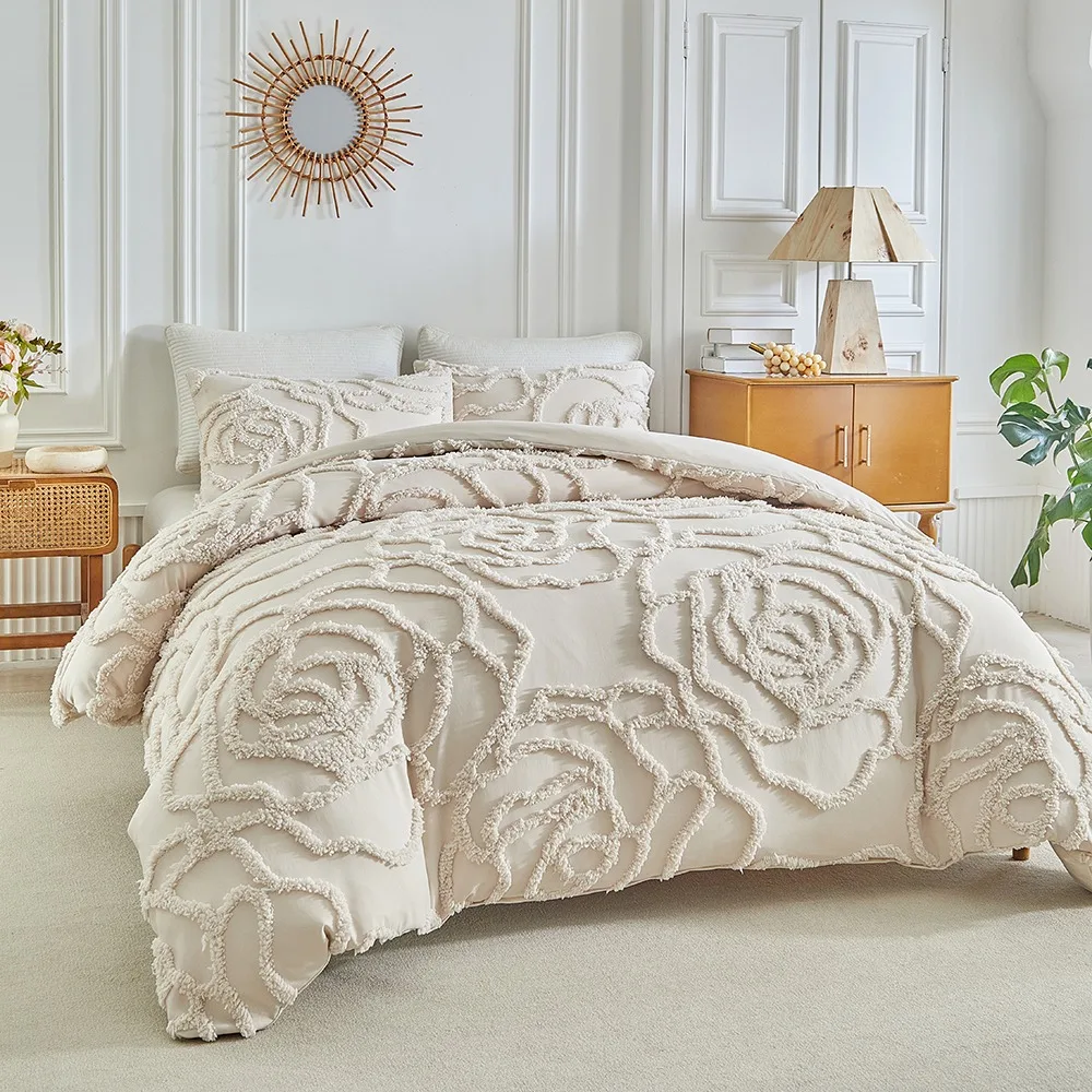 3D Rose Floral Duvet Cover Set Queen Size Quilt Cover and Pillowcases - Image 2