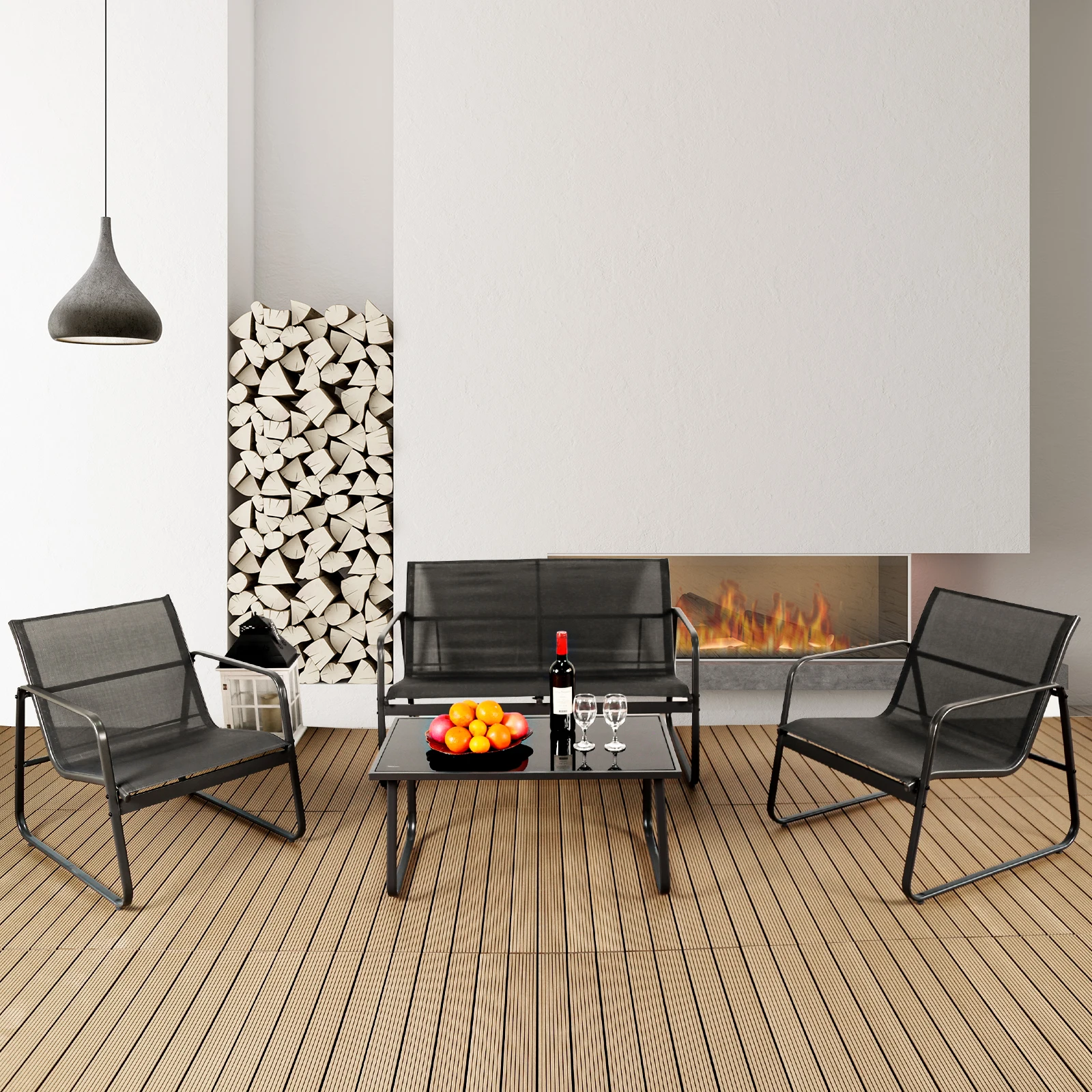 Outdoor Patio Furniture 4 Pieces Set - Image 2