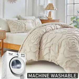 3D Rose Floral Duvet Cover Set Queen Size Quilt Cover and Pillowcases - Thumbnail Image 3