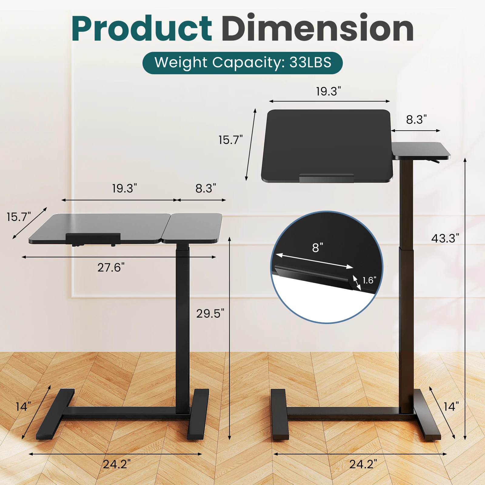 Standing Office Flip C-shaped Table Portable - Image 4