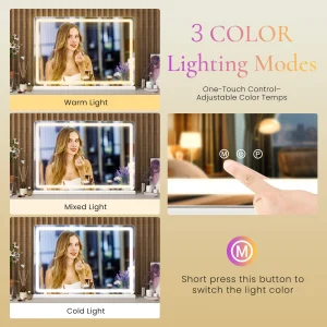 LED Vanity Mirror with Lights Dimmable 3 Color Modes Memory Function - Thumbnail Image 5
