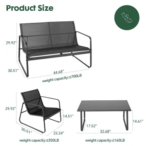 Outdoor Patio Furniture 4 Pieces Set - Thumbnail Image 3