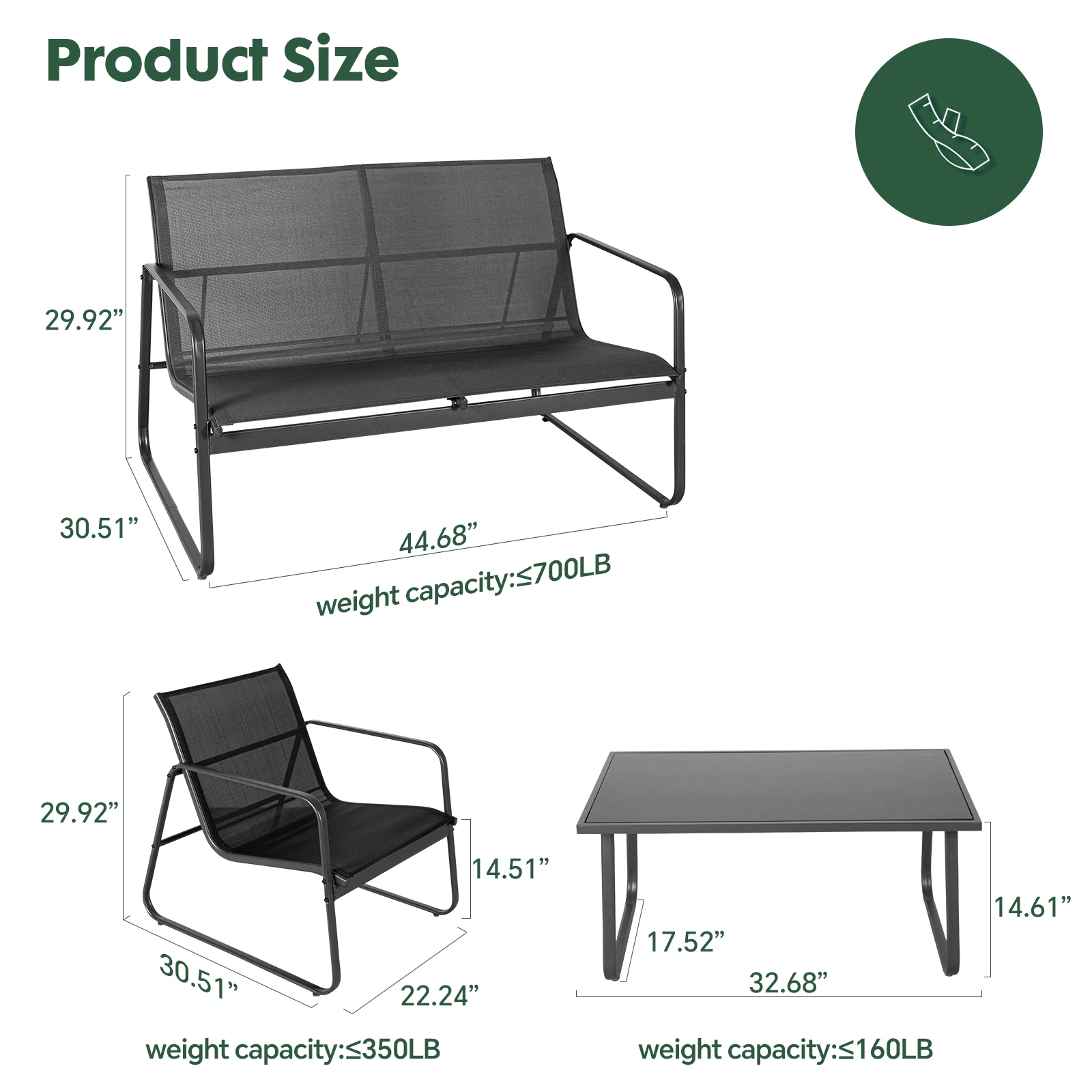 Outdoor Patio Furniture 4 Pieces Set - Image 3