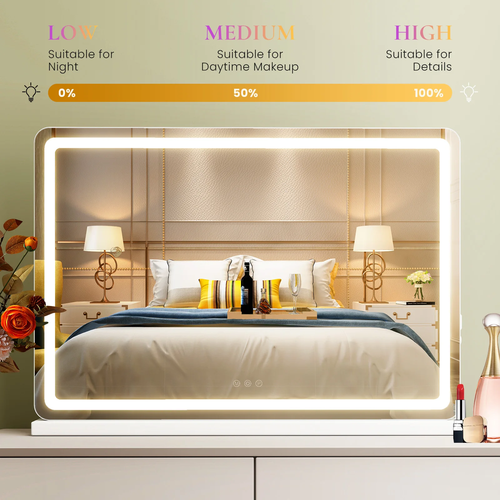 LED Vanity Mirror with Lights Dimmable 3 Color Modes Memory Function - Image 2